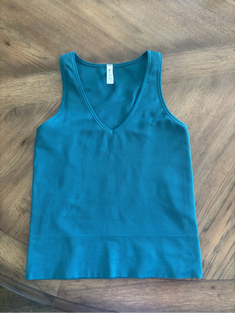 Athleta Teal Ribbed V-Neck Tank Top